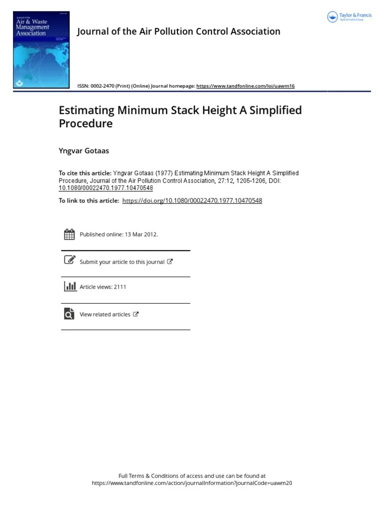Estimating Minimum Stack Height A Simplified Procedure PDF Nature