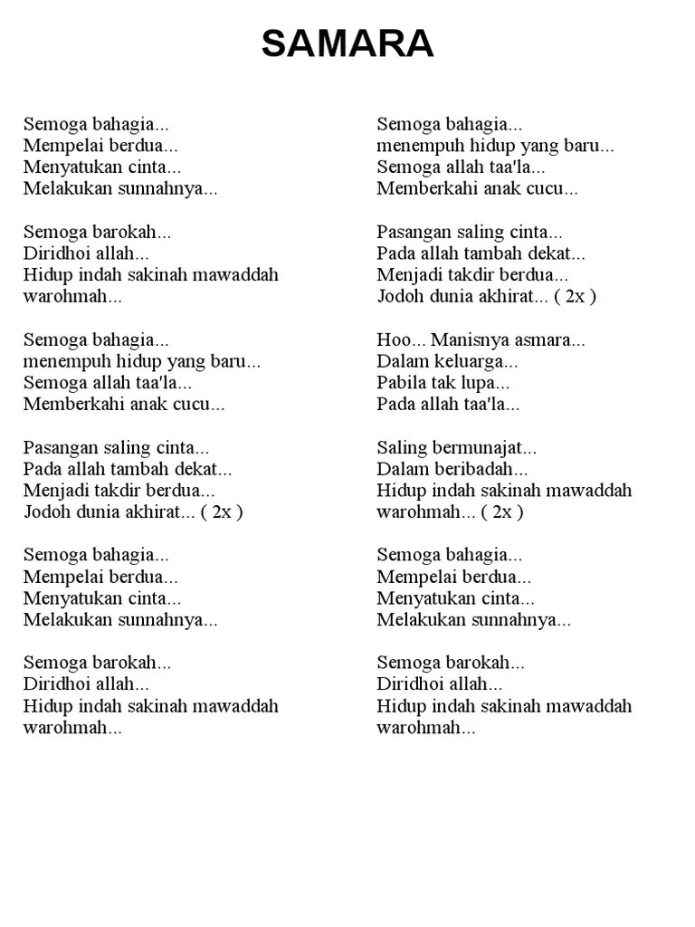 Lagu Samara Dan Pengantin Baru | PDF