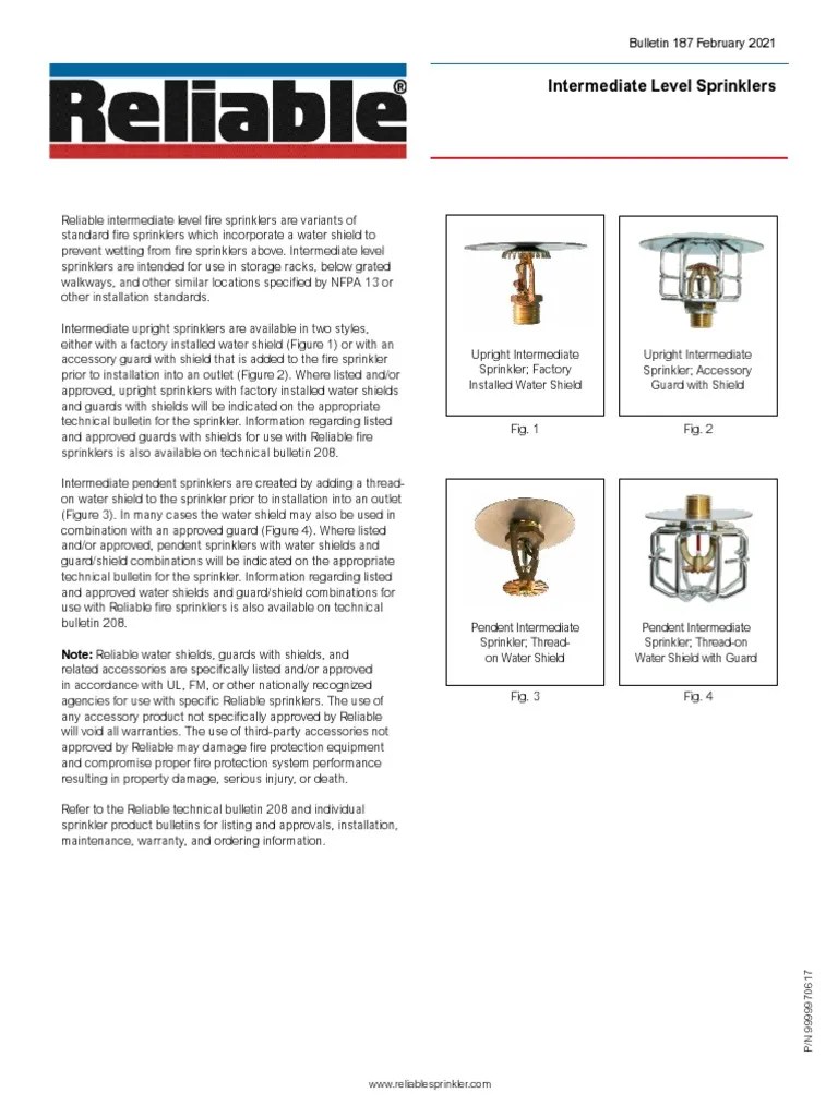 Intermediate Level Sprinklers PDF Fire Sprinkler System Hazards