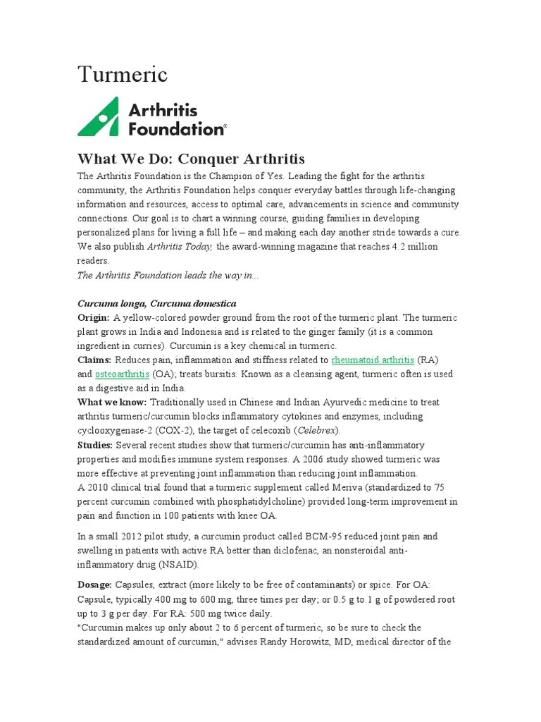 Turmeric Arthritis Foundation PDF Turmeric Arthritis