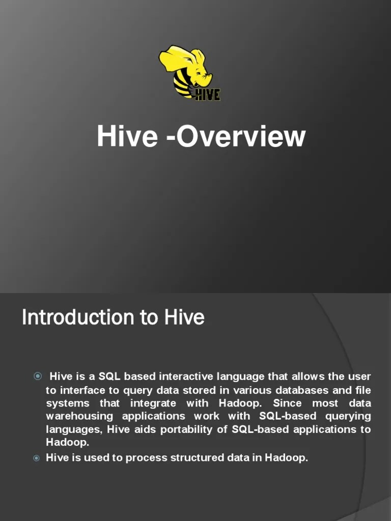 Hive Overview PDF Table (Database) Databases