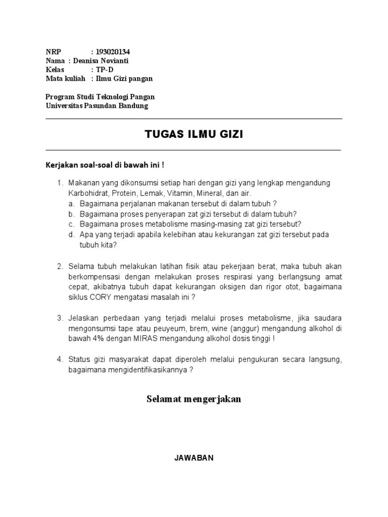 Tugas Ilmu Gizi-Pra UAS