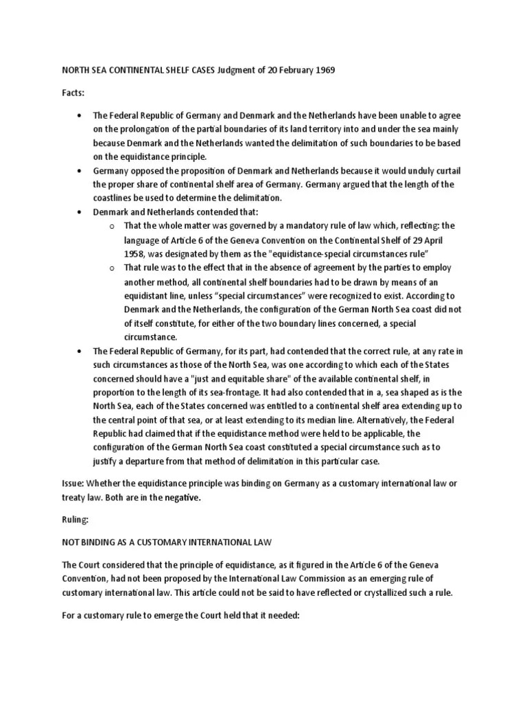 NORTH SEA CONTINENTAL SHELF CASES Judgment of 20 February 1969 PDF