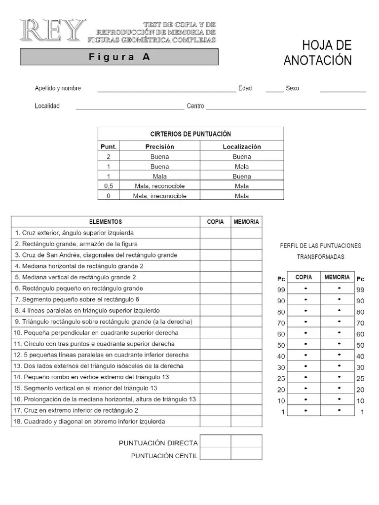 Hoja de Anotacion Figura A Test Del Rey PDF