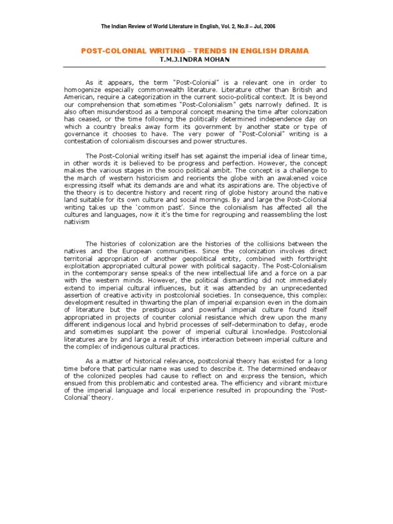 postcolonial writing trend Postcolonialism Colonialism