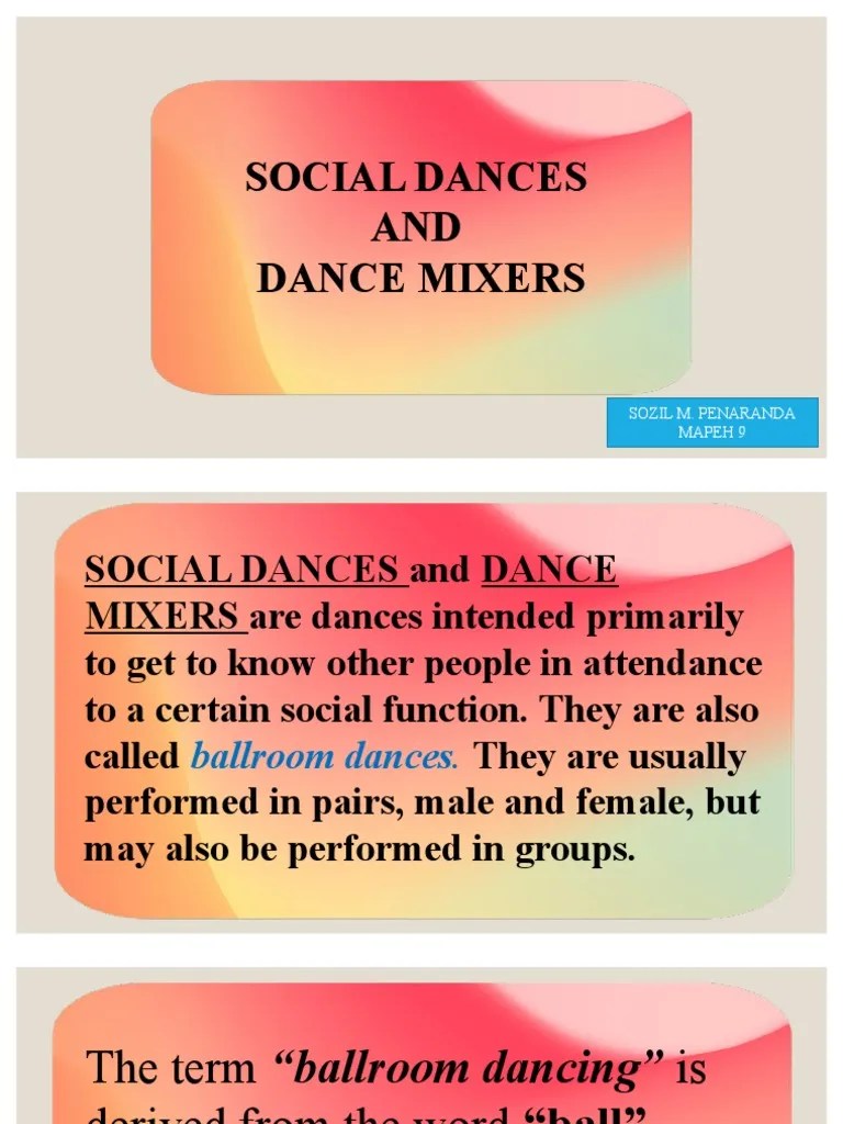 Social dances and dance mixers explained PDF