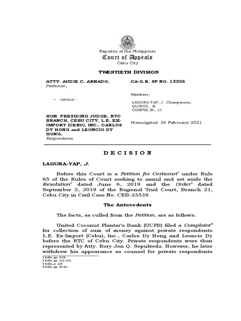 Court of Appeals Decision PDF Certiorari Lawyer