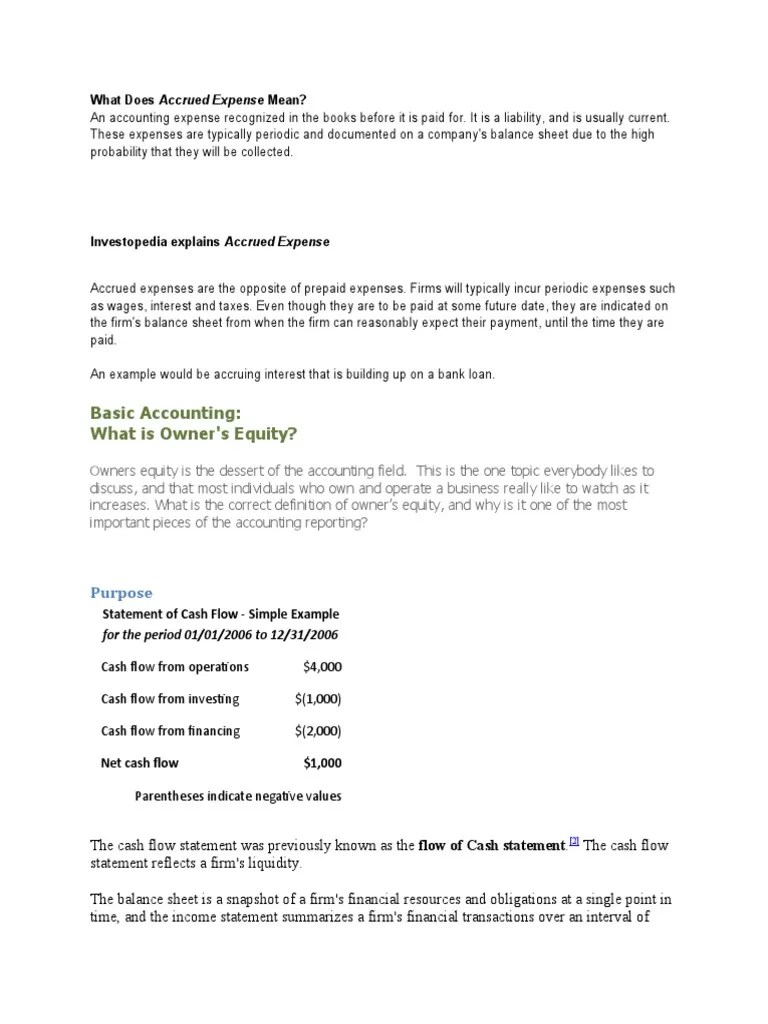 What Does Accrued Expense Mean PDF Cash Flow Statement Market