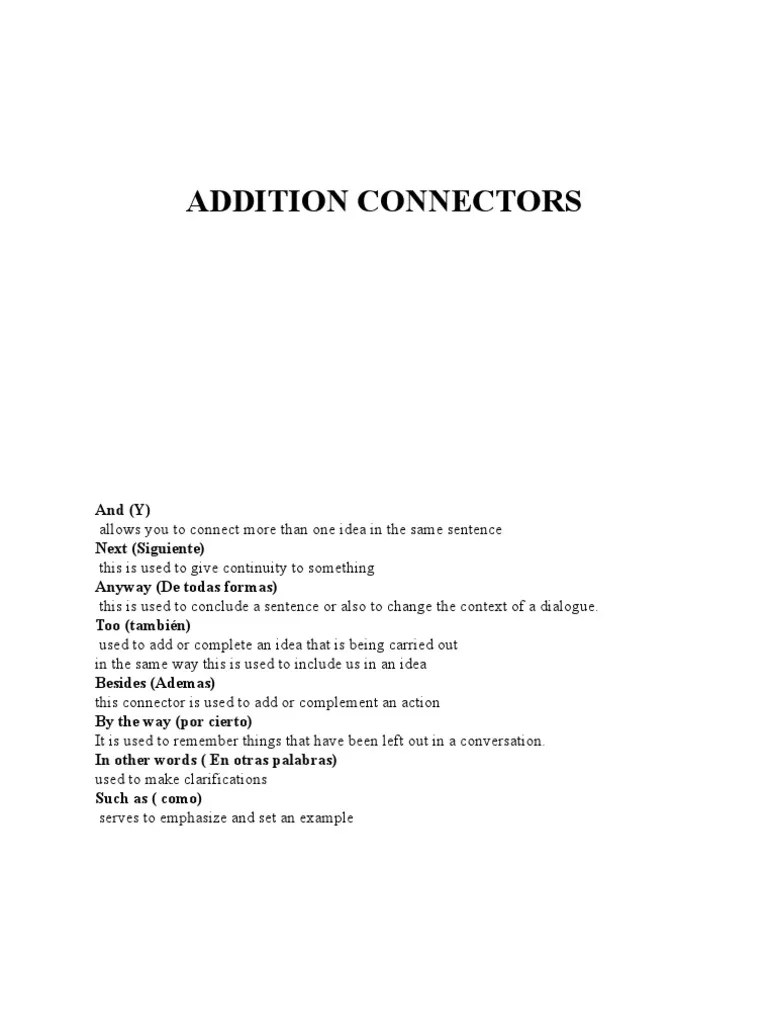 Addition Connectors PDF