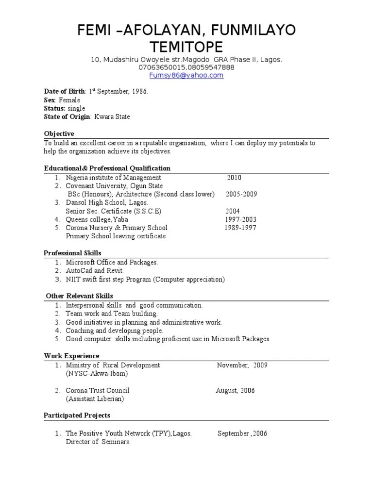 Cv Samples Marketing Nigeria / Nigeria Cv Sample Pdf Best Resume