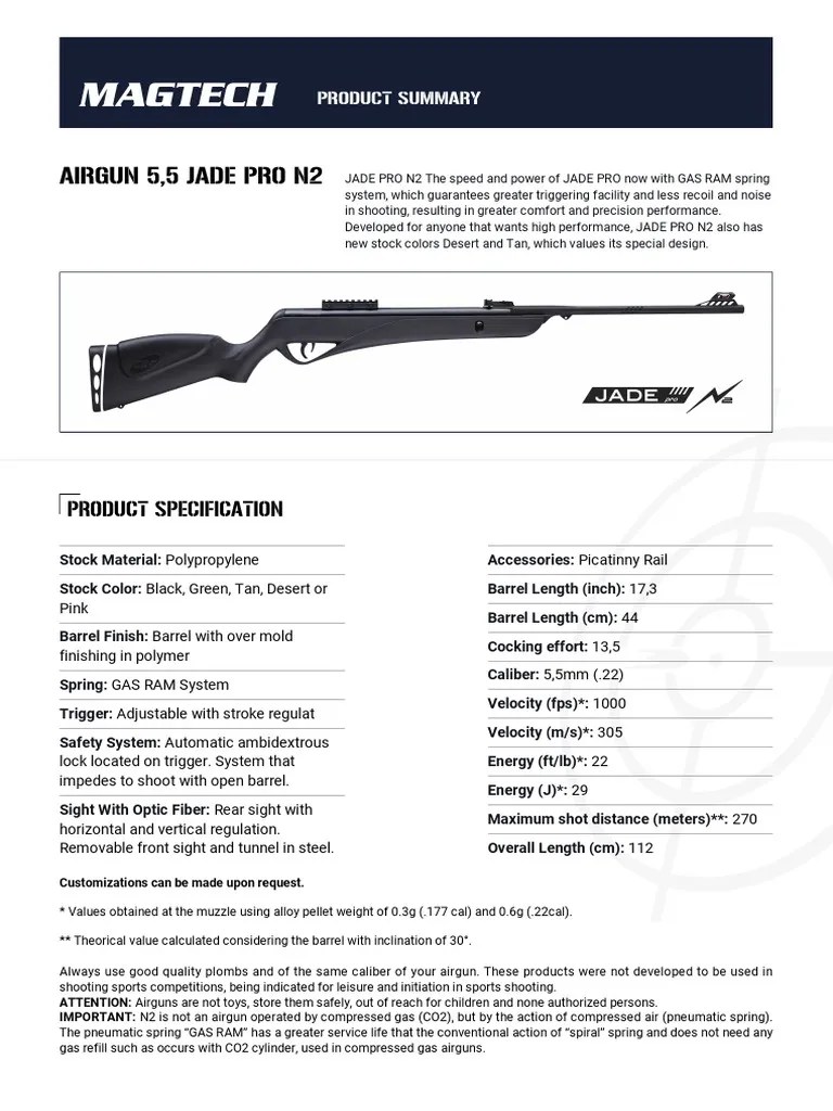 Airgun 5,5 Jade Pro N2 | PDF | Gun Barrel | Projectile Weapons