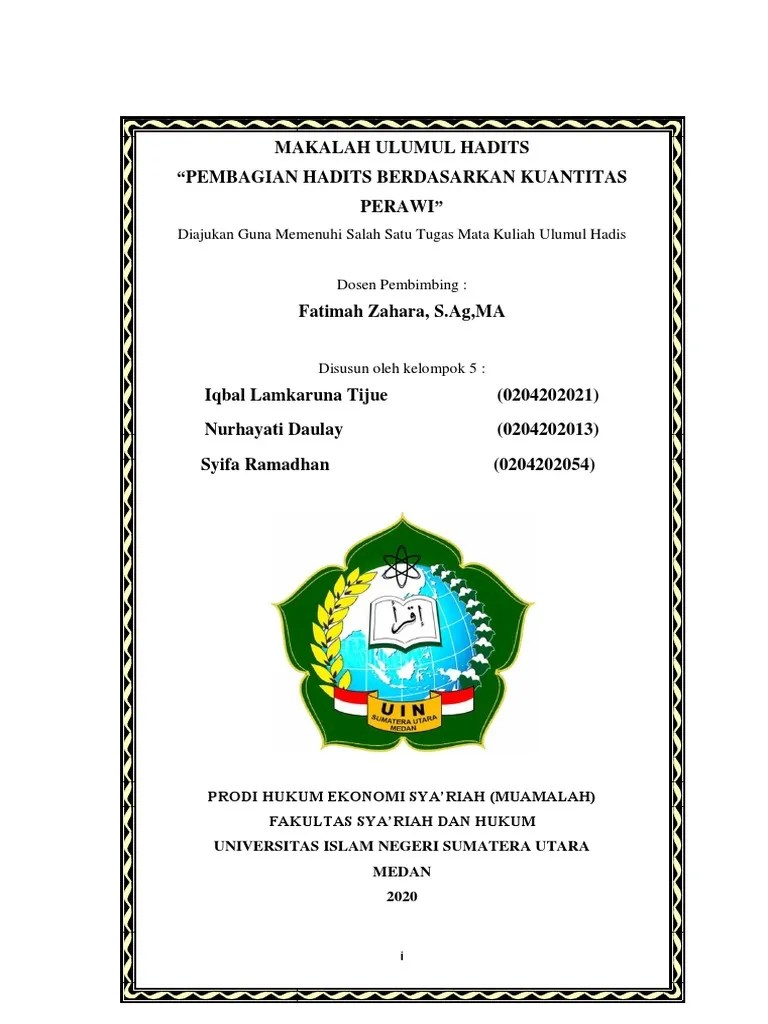 Makalah Pembagian Hadits Berdasarkan Kuantitas | PDF