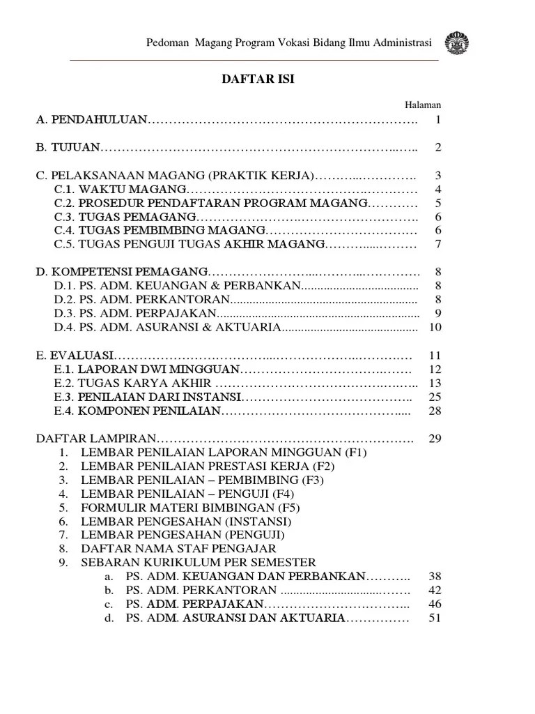 Pedoman Magang Vokasi Adm (New) - 1 | PDF