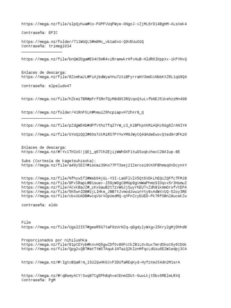 Mega.nz file and folder sharing links PDF
