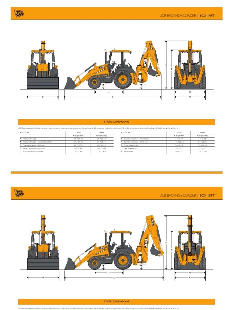 JCB Backhoe Loader - 3Cx 14Ft: Static Dimensions | PDF | Loader