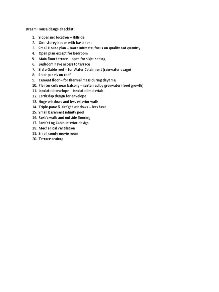 Dream House Design Checklist PDF