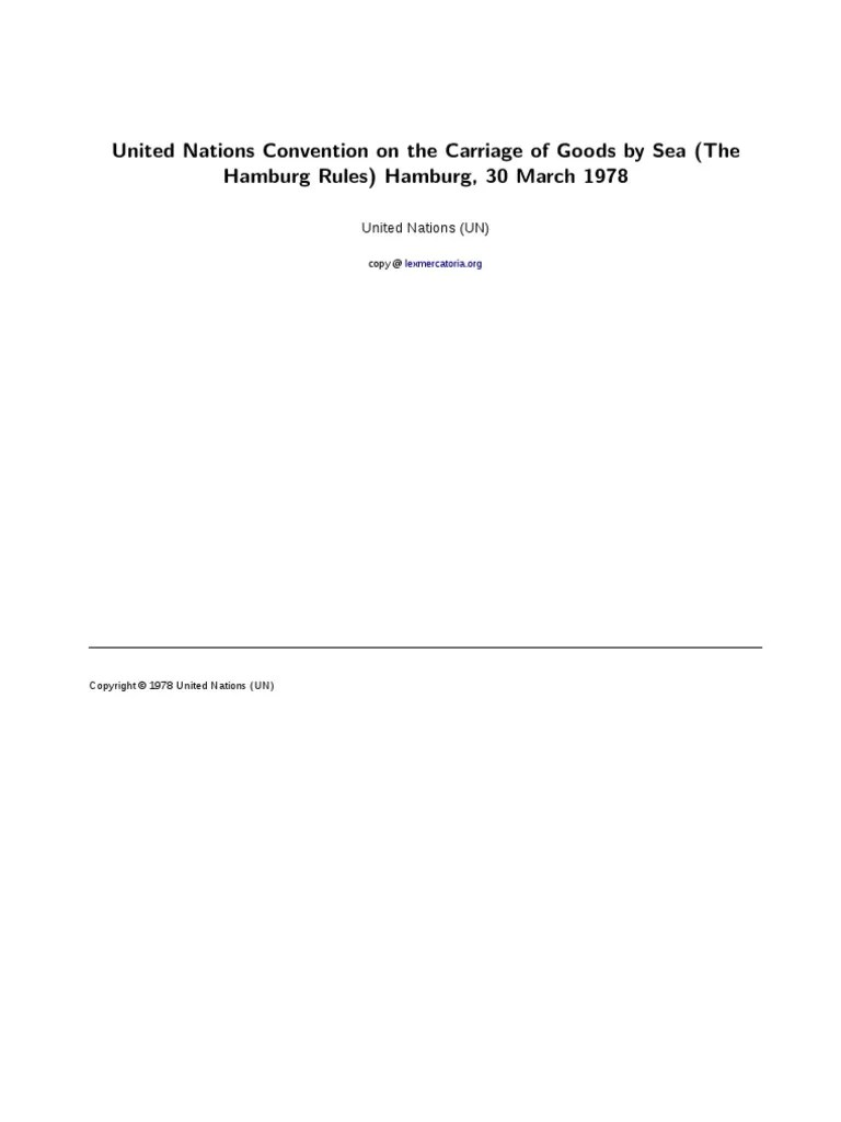 Hamburg Rules PDF Bill Of Lading Consignee