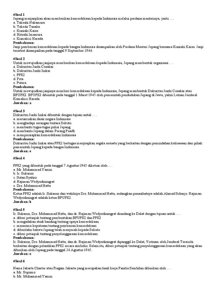 Soal-Soal Indonesia Merdeka Kelas 11 | PDF
