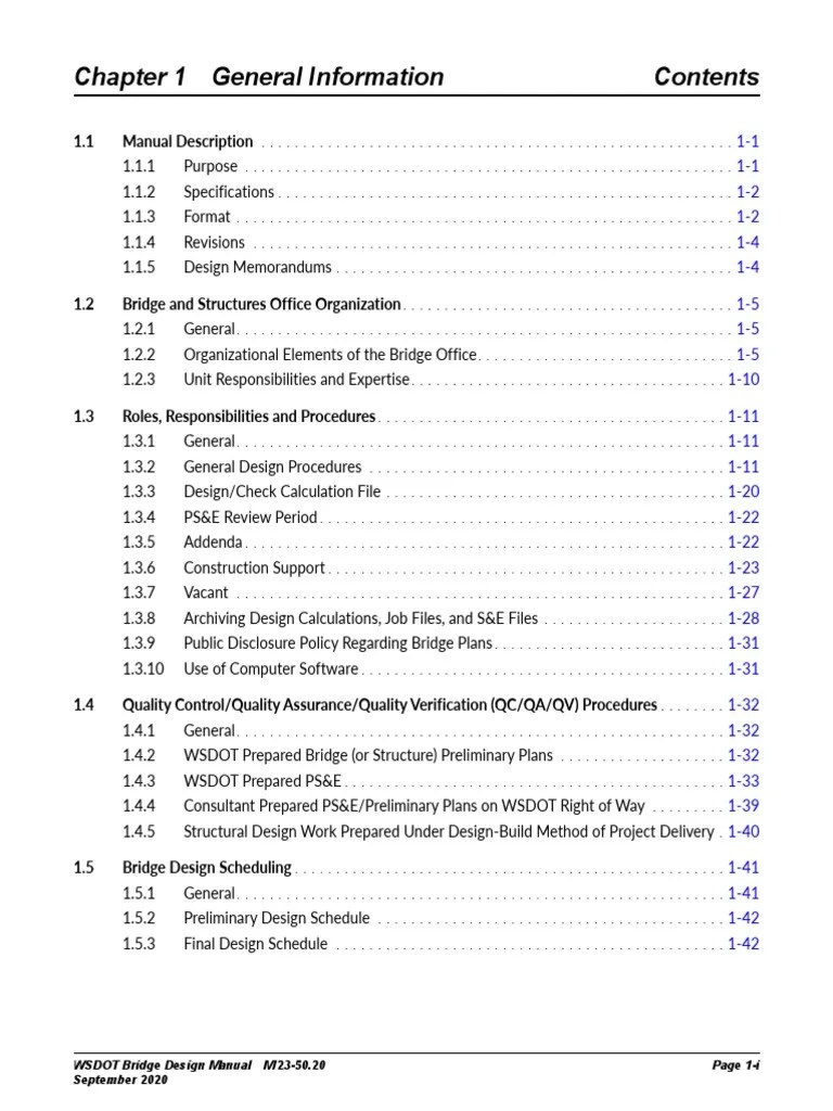 Chapter 1 General Information WSDOT Bridge Design Manual M 2350.20