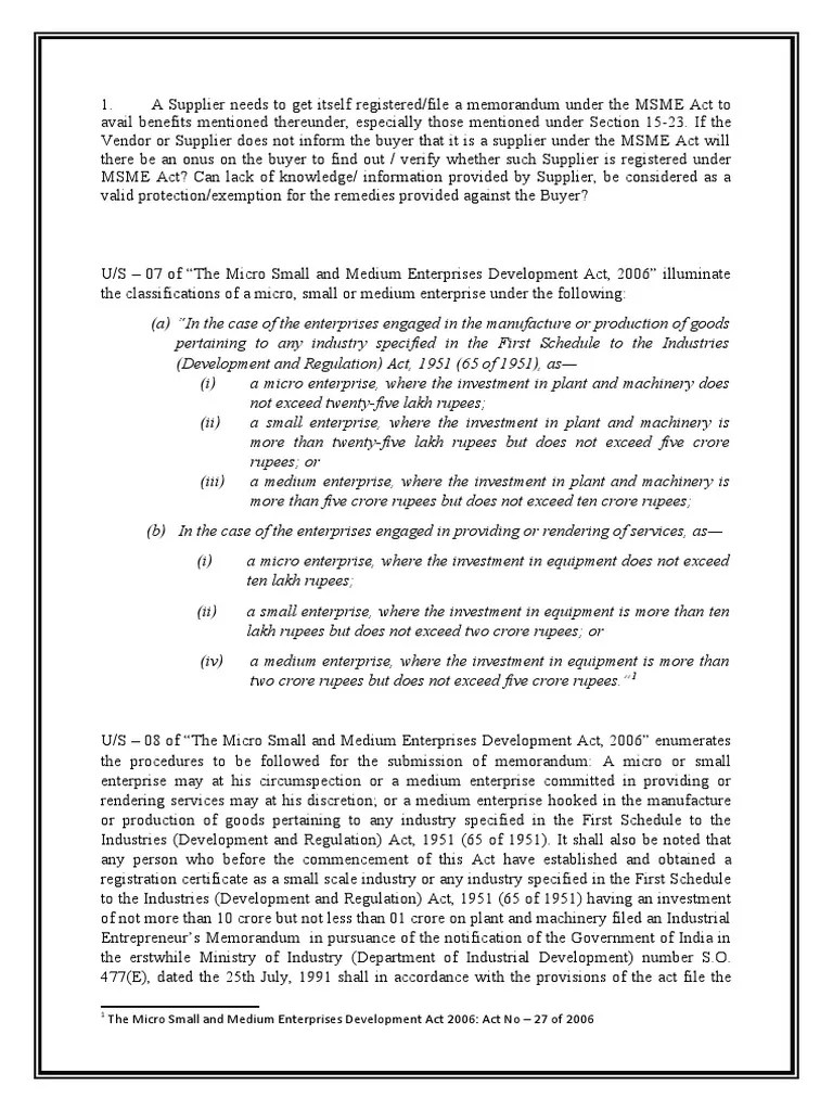The Micro Small and Medium Enterprises Development Act 2006 Act No