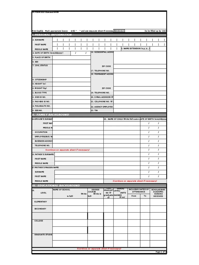 CS Form 212 (Personal Data Sheet 2005) Crimes Crime & Justice