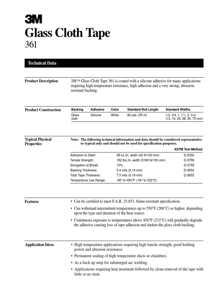 Glass Cloth Tape Technical Data PDF Implied Warranty Welding
