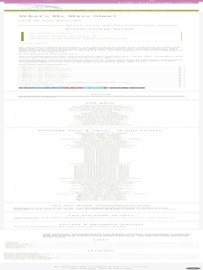 What's My Mars Sign PDF In Astrology Horoscope