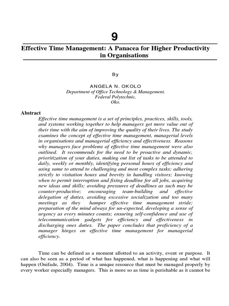 Effective Time Management PDF Time Management Professional Skills