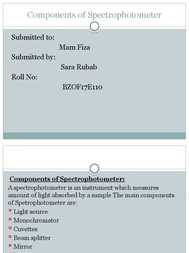 Components of Spectrophotometer4 PDF Spectrophotometry Light