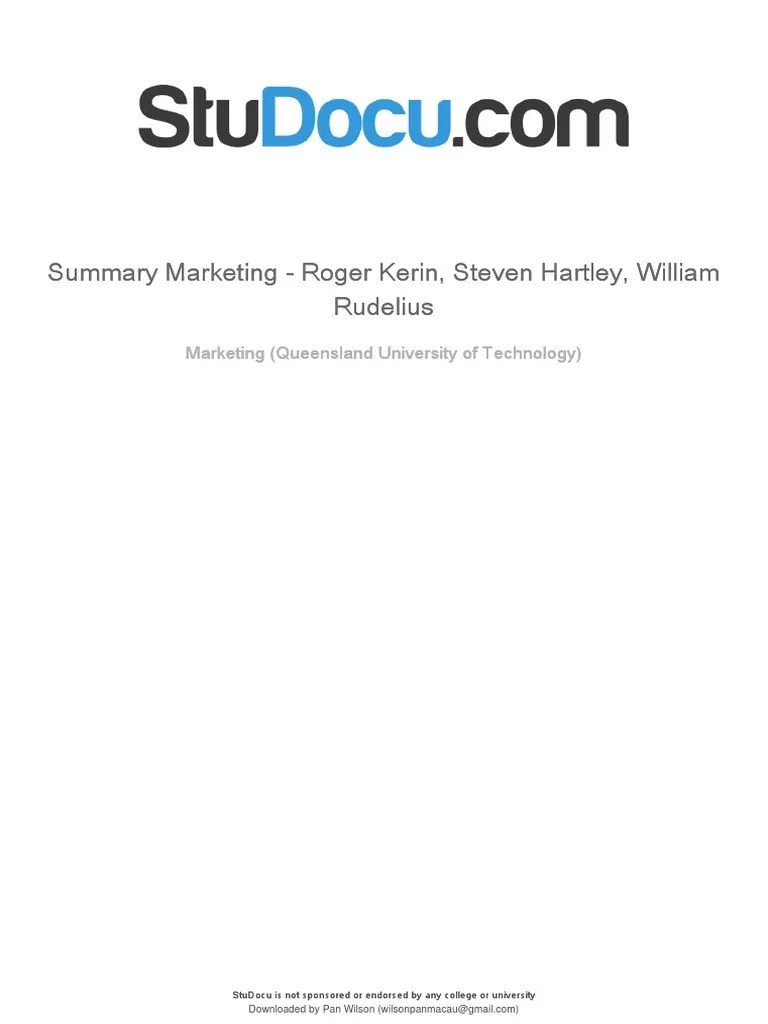 Summary Marketing Roger Kerin Steven Hartley William Rudelius PDF