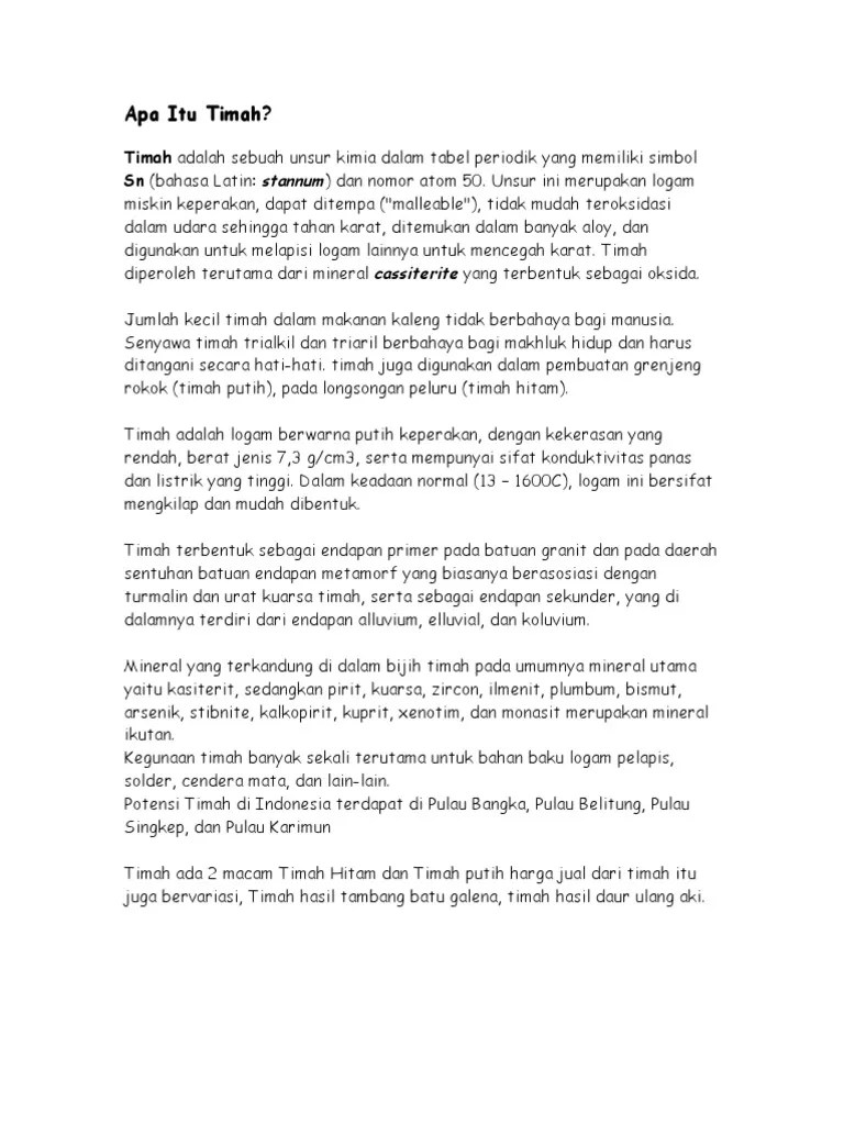 Apa Itu Timah