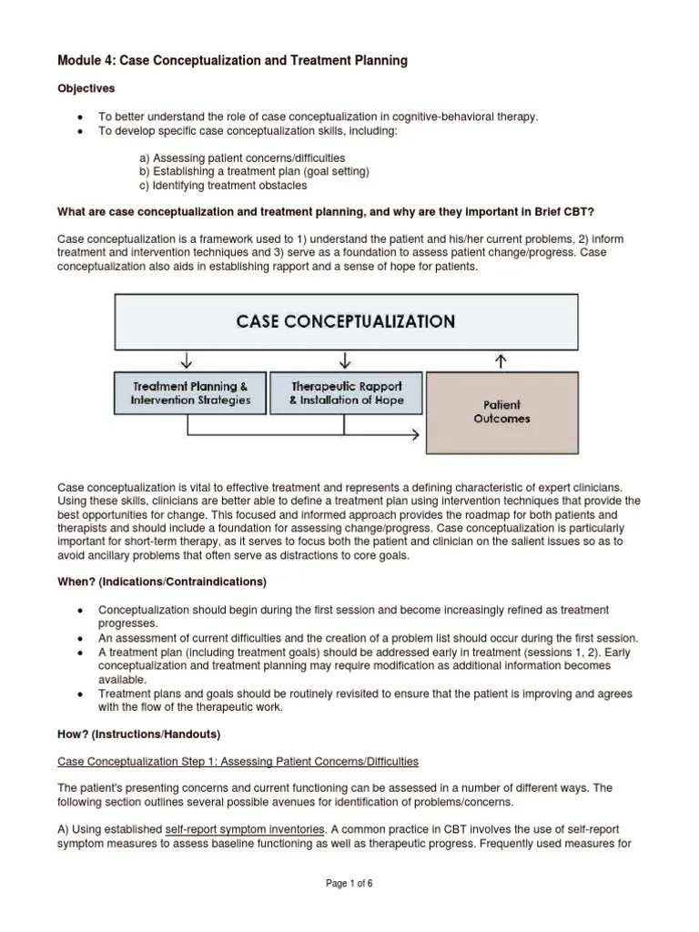 Module 4 Case Conceptualization and Treatment Planning Objectives