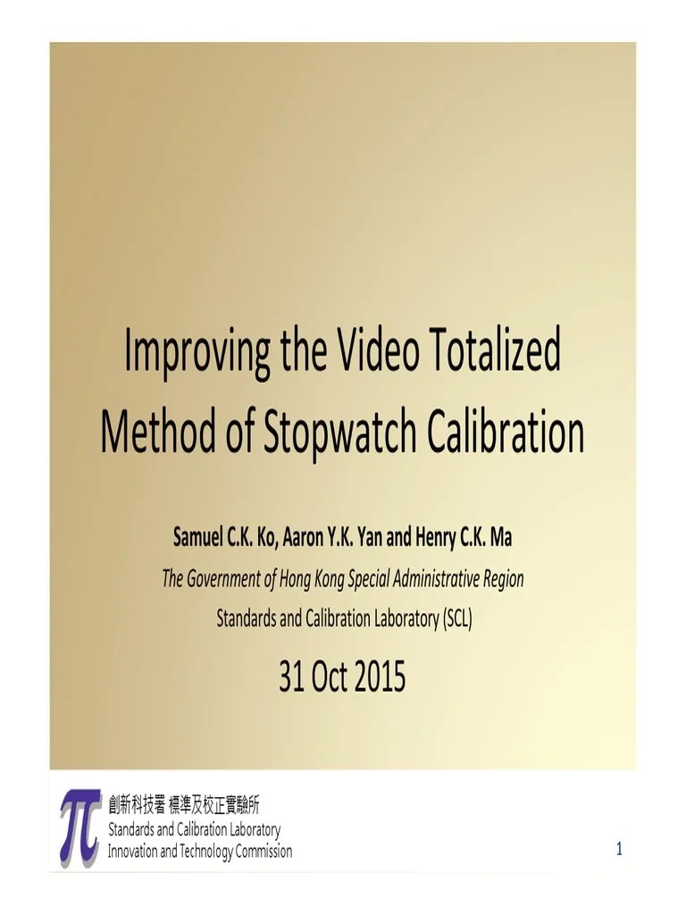 Improving The Video Totalized Method of Stopwatch Calibration PDF
