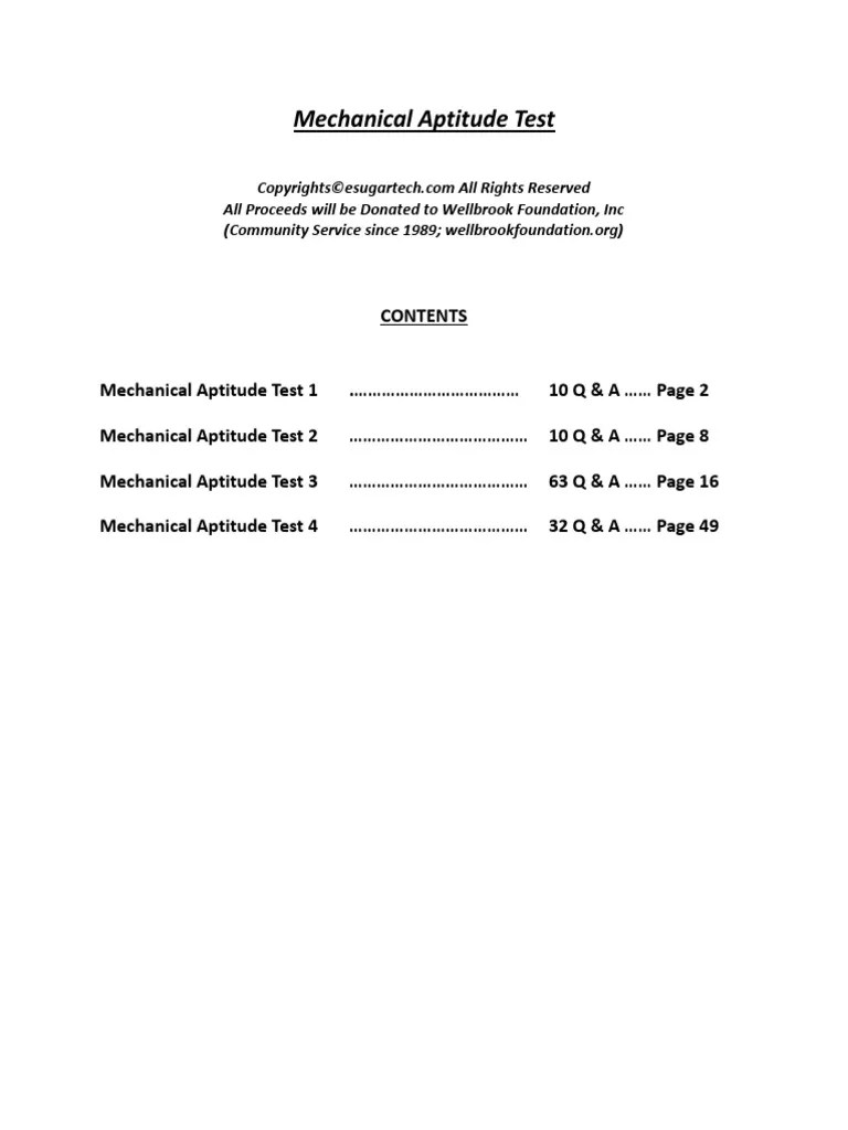 Mechanical Aptitude Test PDF Gear Torque