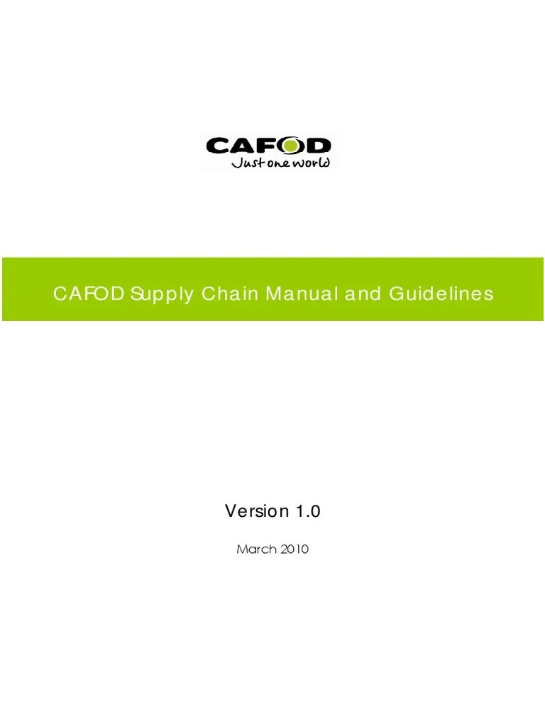 Supply Chain Manual and Guidelines CAFOD PDF Procurement Supply