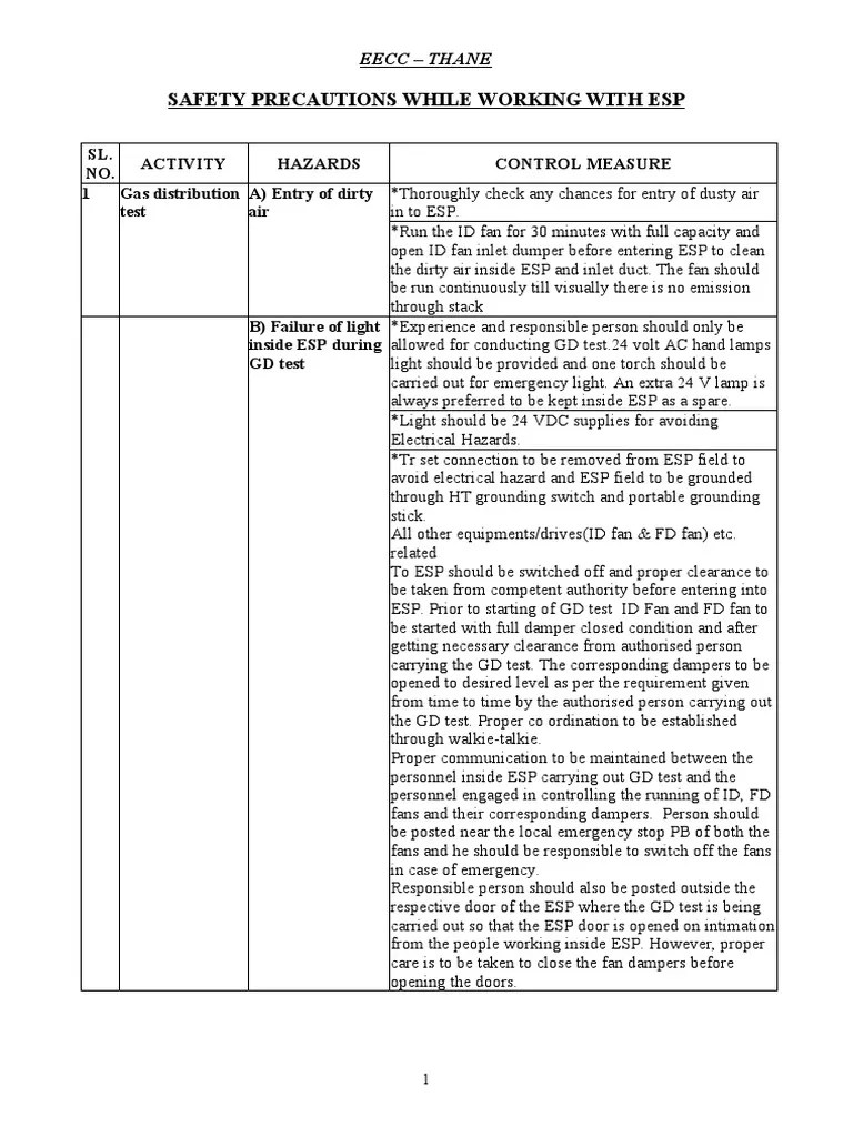 Safety Precautions While Working With Esp PDF Building Engineering