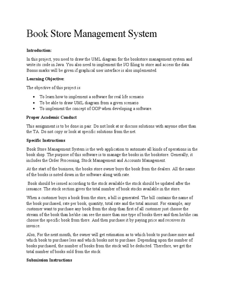 Book Store Management System PDF Books Object Oriented Programming