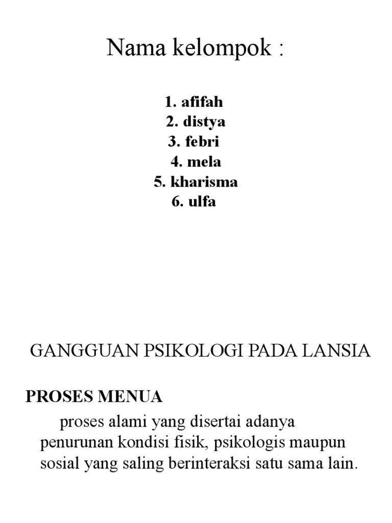 Lansia Dengan Gangguan Psikologi | PDF