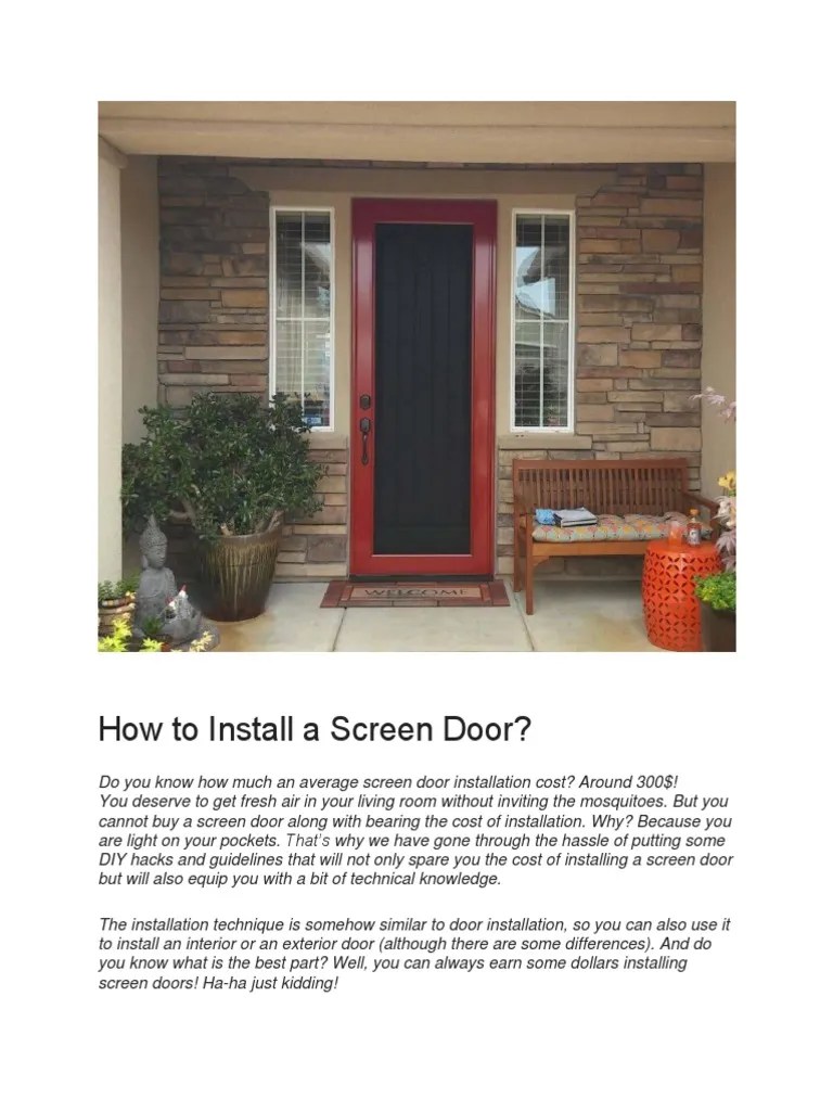 How To Install A Screen Door PDF Door Architectural Elements
