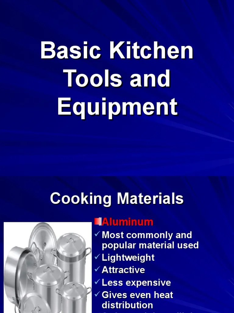 Basic Kitchen Tools and Equipment PDF Cookware And Bakeware Knife