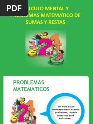 Juegos para agilizar la mente. Calculo Mental Y Problemas Matematico De Sumas Y Restas Ocio Ensenanza De Matematica