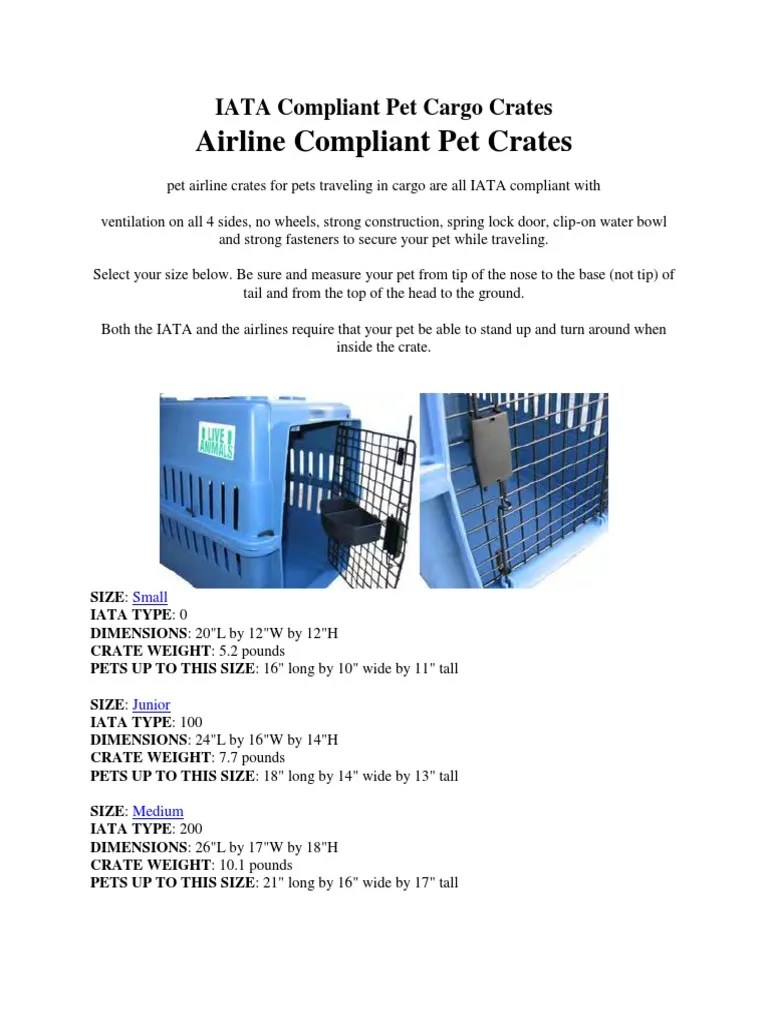 IATA Compliant Pet Cargo Crates PDF Length Nature