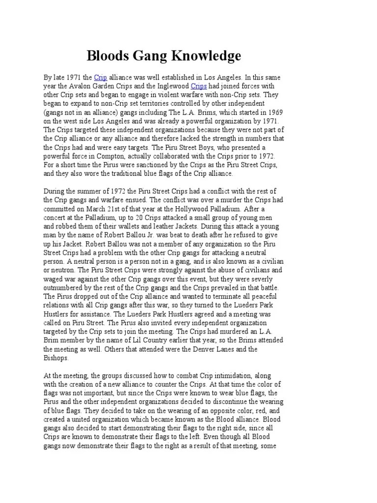 Bloods Gang Knowledge