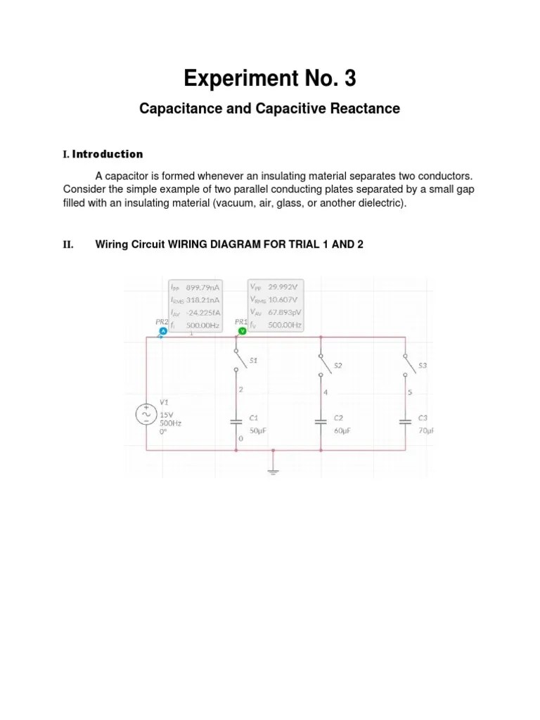 Experiment No. 3 Capacitance and Capacitive Reactance PDF