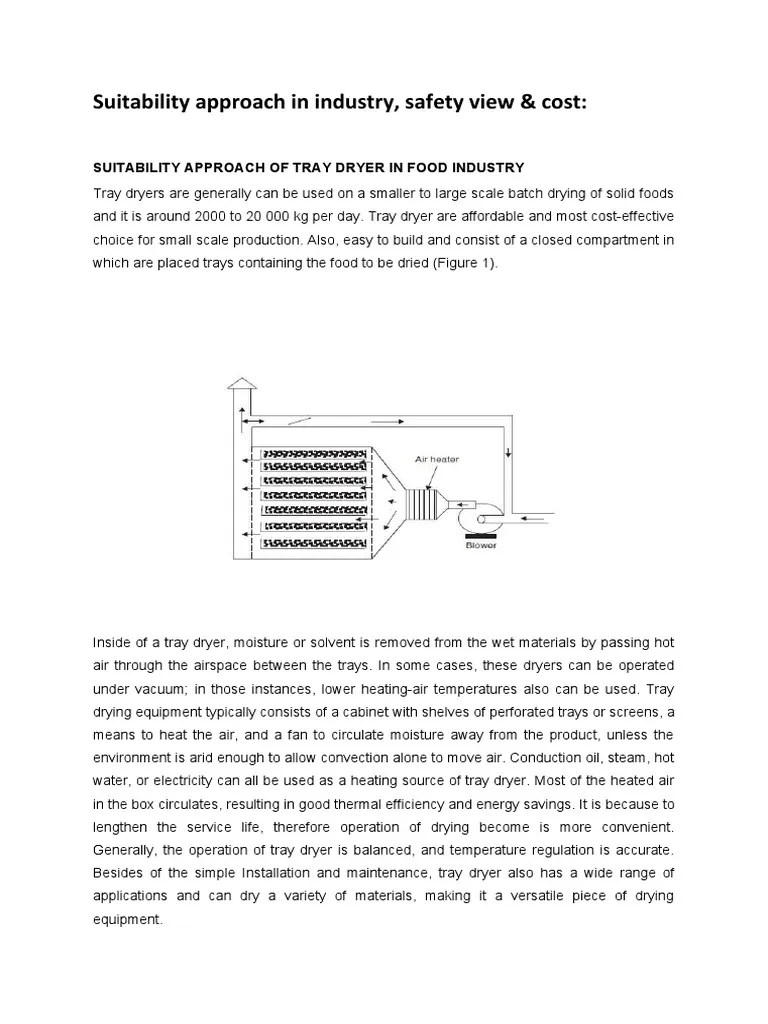 Tray Dryer Suitability Approach in Industry PDF Clothes Dryer