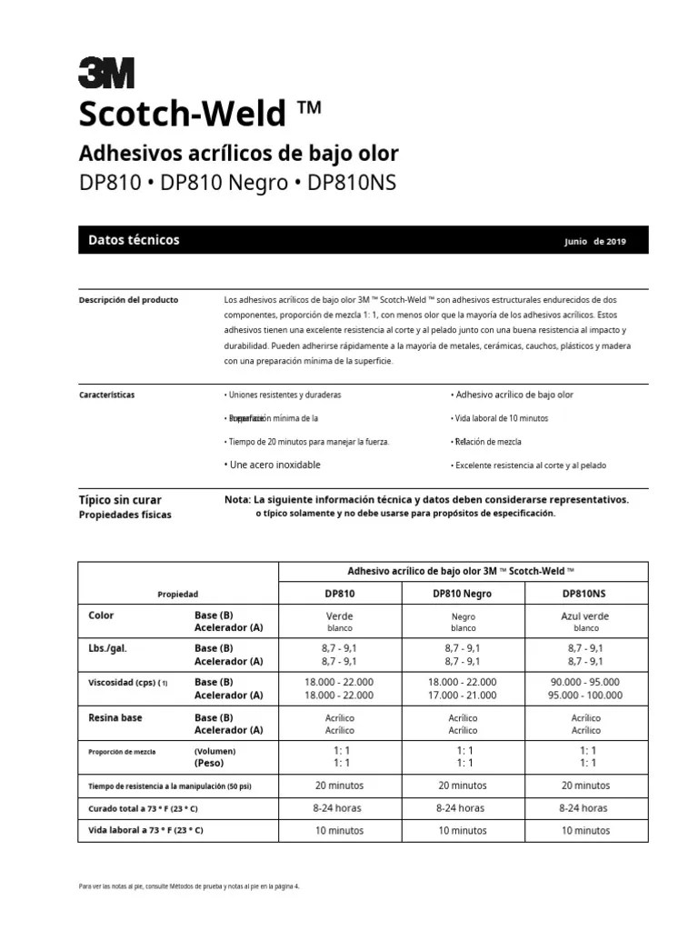 3m Scotch Weld Low Odor Acrylic Adhesives En.es PDF El plastico