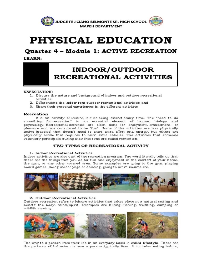 Pe 9 Module 1 - Q4 W1 | Pdf | Recreation | Psychological Concepts