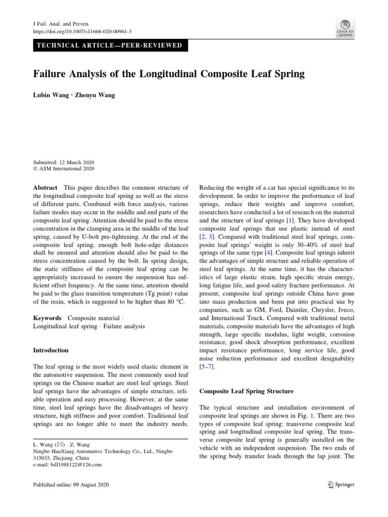Failure Analysis of The Longitudinal Composite Leaf Spring