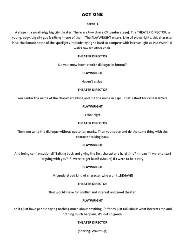 One Act Play Samples PDF Theatre Entertainment (General)