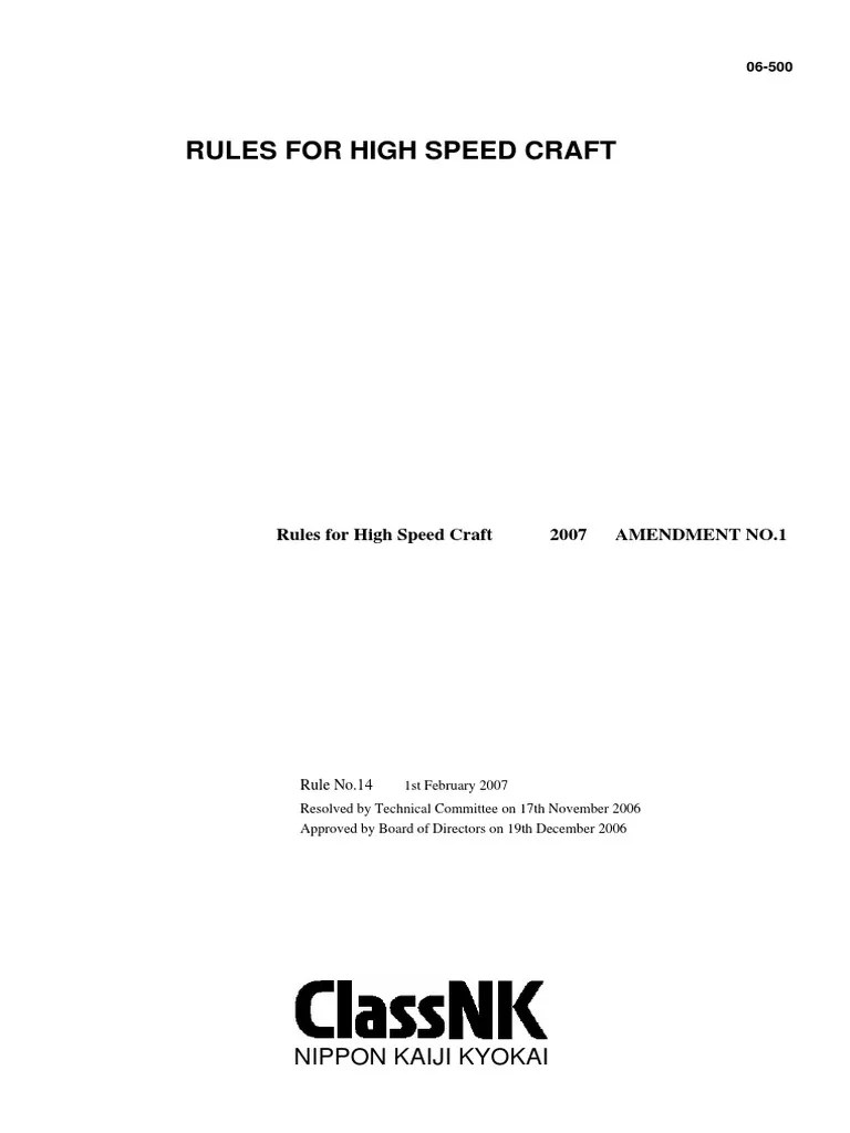 Rules For High Speed Craft Nippon Kaiji Kyokai PDF Materials